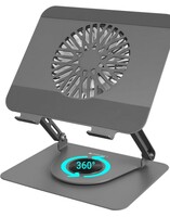  ZEBRONICS NS4000 Rotatable Laptop Metal Stand, Upto 17 inch, 360° Fidget Rotation, Foldable, Multi Angle Adjustment, Type C Detachable Magnetic Fan, Anti-Slip Silicone Pads, Carbon Steel Body 