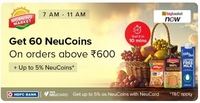 [User Specific] Tata Neu x BB Now | Get 60 NeuCoins on orders above ₹600 [7AM-11AM, till 25th October]
