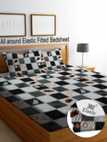 RisingStar - Cotton King Striped Fitted Bedsheet (Elastic) 