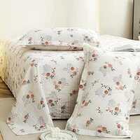 Home King Size Bedsheet | Cloud Cotton Flatsheet King Size with Two Pillow Covers| 300 TC | Super Soft Bed Sheet for King Size Bed | Floral Design (270 x 250 cm, White & Brown)