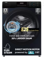 Haier 8 kg AI with Inverter Motor,Puristeam and Refresh Function, Anti Bacterial Technology