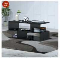 Klaxon S Shape Engineered Wood Coffee Table/Centre Table/Tea Table (Black) 