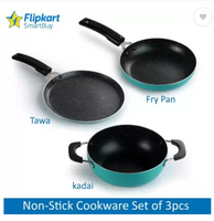 SmartBuy Spetter Finish Combo Set Tawa, Fry Pan & Kadhai (Aluminium, 3 - Piece)