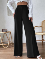 KOTTY Women Flared Black Viscose Rayon Trousers