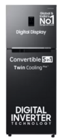 SAMSUNG 363 L Frost Free Double Door 3 Star Convertible Refrigerator with Digital Inverter, Convertible 5-in-1 and Display  (Luxe Black, RT39C553EBX/HL)