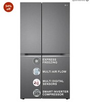  LG 655 L Frost-Free Smart Inverter Double Door Side-By-Side Refrigerator (2023 Model, GL-B257HDSY, Dazzle Steel, Express Freeze | Multi Air-Flow)