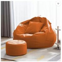 GIGLICK 4XL Bean Bag Cushion and Footrest Filled with Beans- TAN Bean Bag Chair With Bean Filling (Brown)