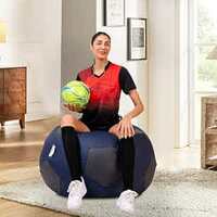 Amazon Brand Solimo Premium Faux Leather Football Bean Bag | 3XL | Navy Blue & Grey 
