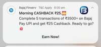 Bajaj Finserv - Get Rs.22 on 5 UPI transactions of Rs.3500 or more