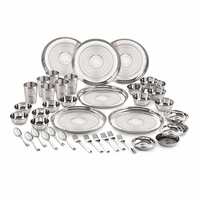 neelam Stainless Steel 24 Gauge Diamond Touch Solid Dinner Set, 42 Pcs, Silver