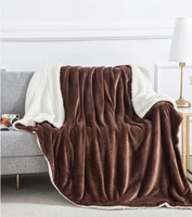 LA VERNE Brown & White Heavy Winter 500 GSM Double Bed Blanket