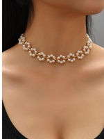 Shining Diva Fashion Gold-Plated Pearls Necklace