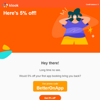 Get 5% off your first App booking
