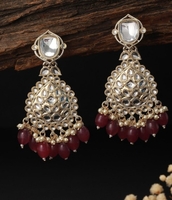Saraf RS Jewellery Gold-Plated Classic Kundan Studded Drop Earrings