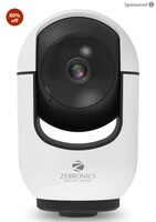 ZEBRONICS Smart Cam 105 WiFi 355 Degree PTZ Camera with Video Monitoring, Night Vision, Motion Tracking, 2MP 1080p, App Access, 2 Way Audio, Ceiling Mount, MicroSD Card & Cloud Storage Support, White