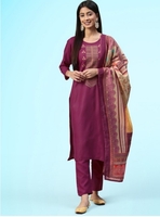 Sangria Embroidered Unstitched Kurta & Trouser With Dupatta Dress Material