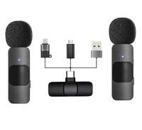 Kanget Wireless 2 in 1 Lavalier Microphone Recording Phone Mic for Live Strea, Video Recording, Interview, Facebook Live,YouTube,Clip-on Plug & Play Auto-sync for all iPhones, Android and USB devices.