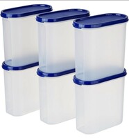 Amazon Brand - Solimo Modular Plastic Storage Containers with Lid, Set of 6, 1.8L, Blue 
