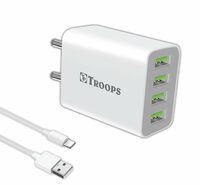 TP TROOPS 4 Ports USB Charge (1 mtr Type C USB Cable Included)