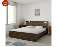 Amazon Brand - Solimo Ashburn Engineered Wood King Bed with Headboard Storage, Asian Walnut 