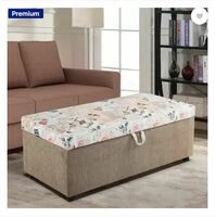 ARRA Solid Wood Standard Ottoman (Finish Color - BEIGE, TOP WITH DIGITAL PRINTED FABRIC, Pre Assembled)