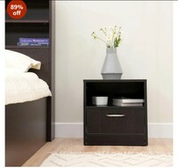 Amazon Brand - Solimo Aquilla Engineered Wood Contemporary Bedside Table with Drawer (Wenge)