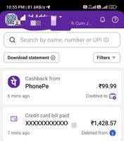 User specific. Pay your first ever credit card bill on phonepe and get 7% cashback upto Rs 100 . There is two more offer for different different users