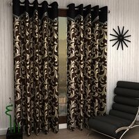 Home Sizzler - Eyelet Polyester Window Curtain (Set) - 5ft, Brown