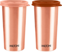 Milton Set of 2 Copper Drinking Water Tumbler With Lid - 480 ml Each