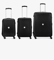 Aristocrat Polypropylene Armstrong 3 Pc Set 4 Spinner Wheels Trolley Bags for Travel Hardcase Luggage, Lightweight Bag with Combination Lock (Black)(55, 65 & 75) Cm, Small,Medium & Large