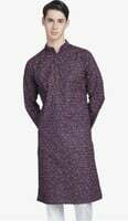 Majestic Man Men Cotton Mandarin Collar Ethnic Motifs Printed Long Regular Kurta