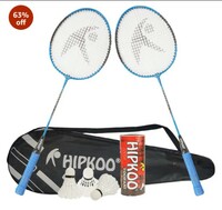 Hipkoo Sports Series Badminton Rackets Set of 2 | Wide Body Shuttle Bat with Cover and 3 Shuttles | T-Joint and Fluid Frame