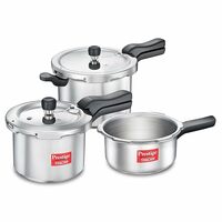 Prestige 2L+3L+5 Litres Svachh Outer Lid Aluminium Combo Pressure Cooker with 2 Lids