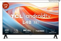TCL 79.97 cm (32 inches) Metallic Bezel-Less HD Ready Smart Android LED TV 32L4B (Black)