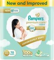 Pampers Premium Care Pant Style Baby Diapers, New Born/X-Small (NB/XS), 70 Count, 4-6kg