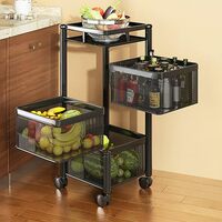 TEX-RO Kitchen Trolley with Wheels, Kitchen Organizer Layer 3