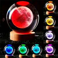 GITGRNTH 3D Crystal Ball Lamp with 16 Colors Changing LED Wooden Base