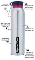 Signoraware Chill Single Wall Steel Water Bottle, 750 ML, Silver