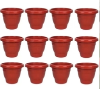 UBBISKART Heavy Duty 8 inches Gardening Flower Pots (Pack of 12, Plastic) (Rs 21 each)