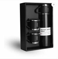 prosperous enterprises Black Vacuum Flask Gift Set - Bottle with 3 Cups 500 ml Flask (Pack of 1, Black, Steel)