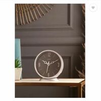 Exim Decor Silver Round Mini Analog Table Clock Decorative Showpiece - 14 cm (Plastic, Silver)