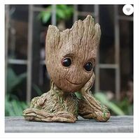 The Craft Store Creative Cute Thinking Groot Stationary Pen Pencil Stand Decorative Showpiece - 15 cm (Polyresin, Multicolor)