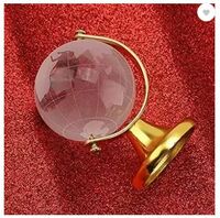 Shopperduniya Fengshui Crystal Globe with Golden Stand for Positive Energy Success Good Luck Decorative Showpiece - 5 cm (Glass, White)
