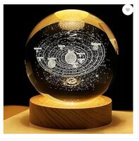 ENTERMM 3D Solar System Crystal Ball Night Light, 6 CM Glass Ball Night Lamp Decorative Showpiece - 10 cm (Glass, Yellow)