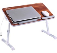  Portronics My Buddy Plus Adjustable Laptop Table with built-in USB Cooling Fan, Foldable Legs, Adjustable Angle for Home, Office, Working, Gaming & Writing(Brown) 