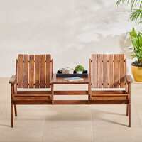 Home Centre Jack and Jill Mango Wood 2-Seater Garden Chair - Brown