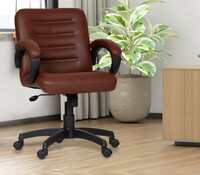 Da URBAN® Texas Mid Back Revolving Leatherette Ergonomic Home & Office Executive Chair with High Comfort Seating, Height Adjustable Seat & Nylon Base (Brown)