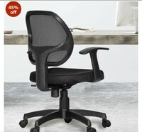 Da URBAN® Airex Mid-Back Revolving Mesh Ergonomic Chair for Home & Office with Tilt Lock Mechanism, Armrest & High Comfort Seating (Black)