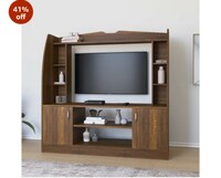 Nilkamal Beaumont Engineered Wood Wall Unit | TV Entertainment Unit Accommodate Upto 32' TV (Classic Walnut)