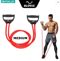 SLOVIC Exercise & Stretching Resistance Band Set For Men & Women Workout Medium Resistance Tube (Red)